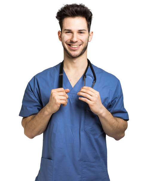 Enfermero masculino aislado sobre fondo blanco - Foto, imagen