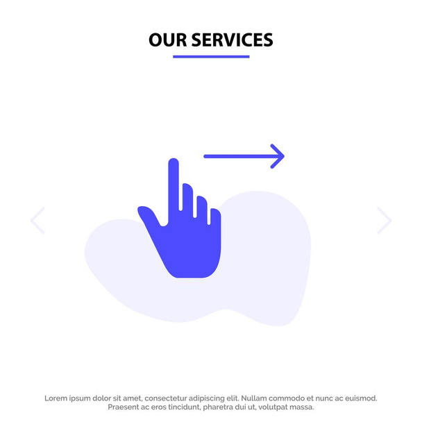 Our Services Finger, Gestures, Right, Slide, Swipe Solid Glyph I - Vector, Image