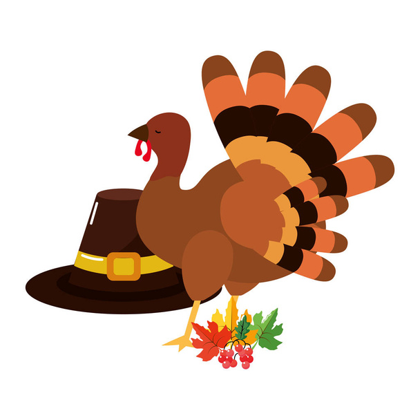 happy thanksgiving turkey cartoon vector illustration graphic design - Vector, Image