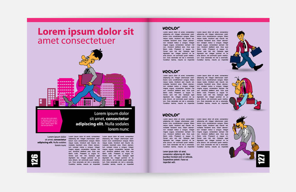 Vector layout brochures, flyers, presentaties voor bedrijven met stripfiguren    - Vector, afbeelding