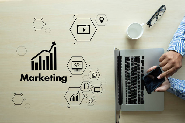Marketing concept Business man startup project DIGITAL MARKETING - Photo, Image