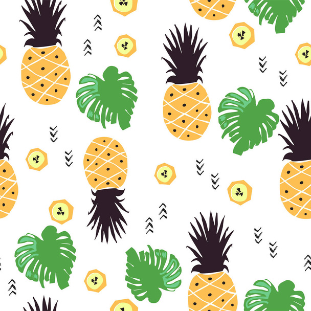 helles nahtloses Muster mit Früchten im Doodle-Stil - Vektor, Bild