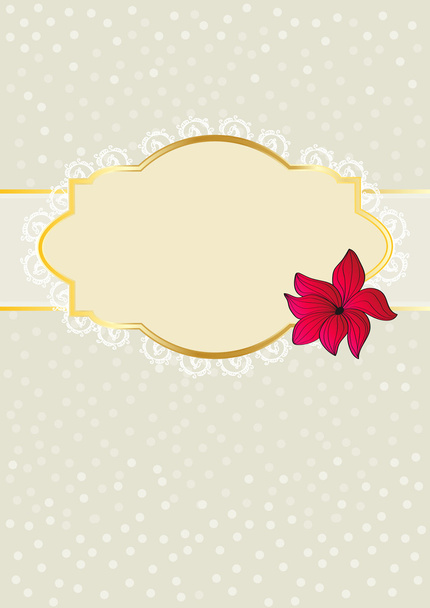 Floral greeting card design with blank cartouche - Vector, imagen