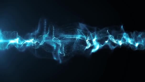 Absztrakt hullám energia háttér loop/4k animáció egy absztrakt fraktál fény selyem elegáns területen a részecskék és a turbulencia vonalak simán integetett - Felvétel, videó