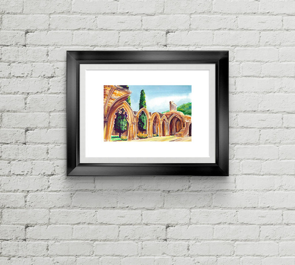 bellapais abbazia nord Cipro acquerello arte illustrazione
 - Foto, immagini
