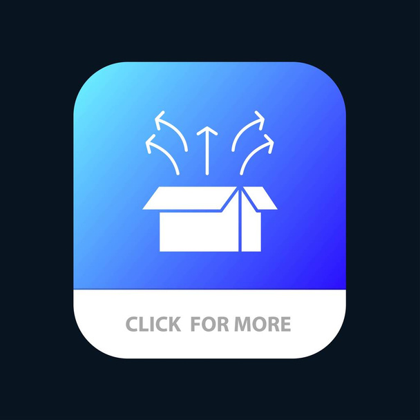 Απελευθέρωση, κουτί, εκκίνηση, άνοιγμα πλαισίου, προϊόν Mobile App κουμπί. Άντρο - Διάνυσμα, εικόνα