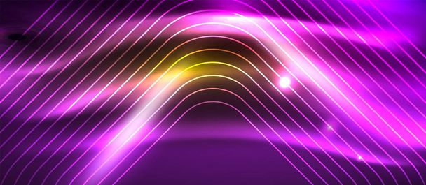Neon quadratische Formen Linien auf glühendem Licht Hintergrund - Vektor, Bild