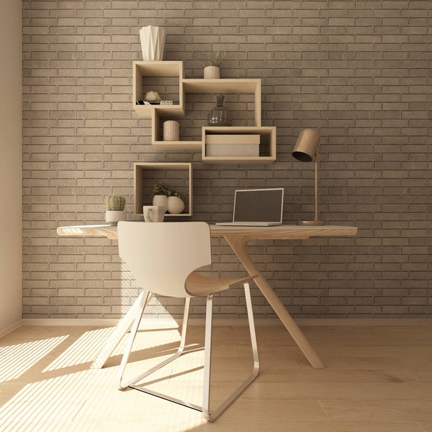 3D Render of a modern home office - Foto, Imagem