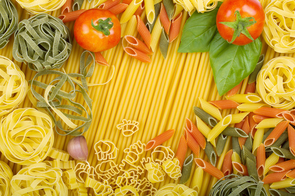 Various Italian pasta background - Photo, Image