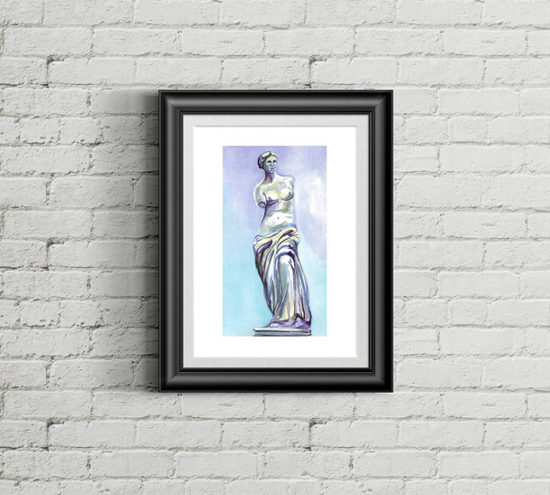 Aphrodite Cyprus standbeeld aquarel illustratie - Foto, afbeelding