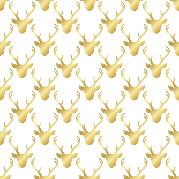 Seamless pattern with golden deer heads - Vektori, kuva