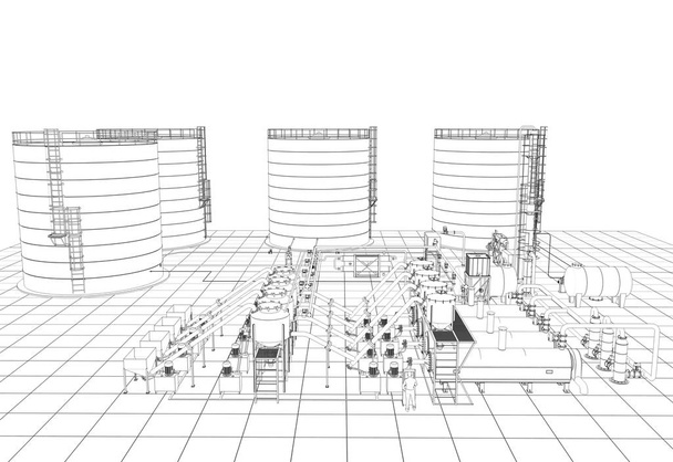 зовнішній вигляд заміського будинку, котеджу, контурна візуалізація, 3D ілюстрація, ескіз, контур
 - Фото, зображення