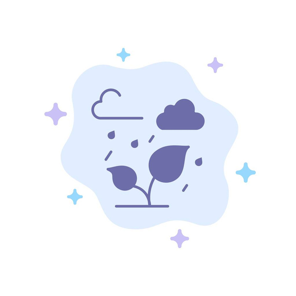 Groen, bomen, wolk, blad blauw pictogram op abstracte Cloud achtergrond - Vector, afbeelding