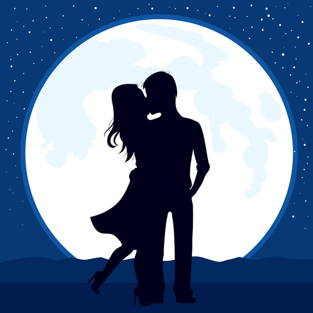 Couple Kissing Moon - Vector, imagen
