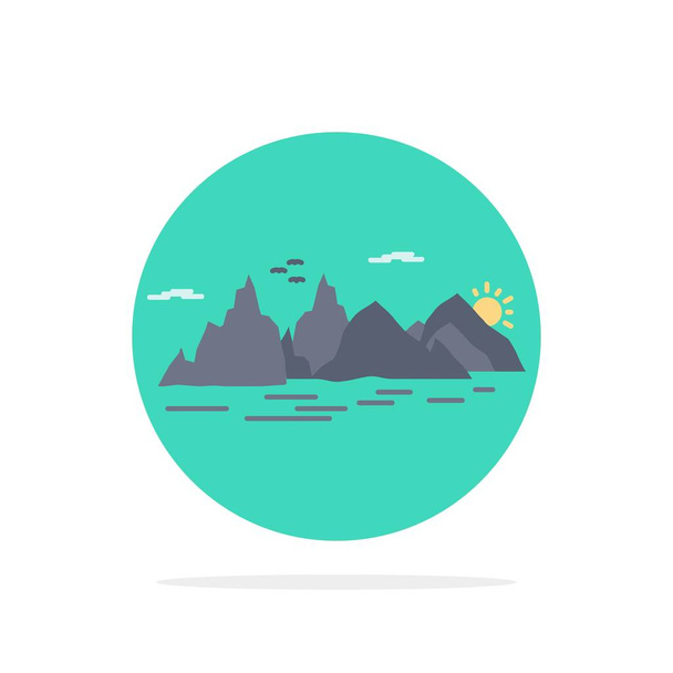 Mountain, hill, landscape, nature, cliff Flat Color Icon Vector - ベクター画像