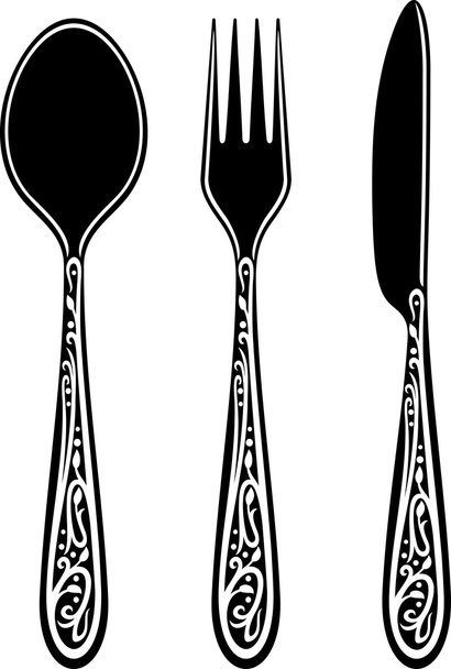 Knife, fork and spoon - Vettoriali, immagini