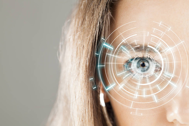 Human eye and graphical interface. Smart wearable technology con - Foto, Imagen