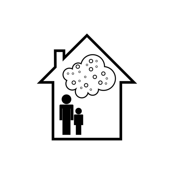 Σπίτι οικογένεια και σύννεφο με το σημάδι των κύκλων - Διάνυσμα, εικόνα