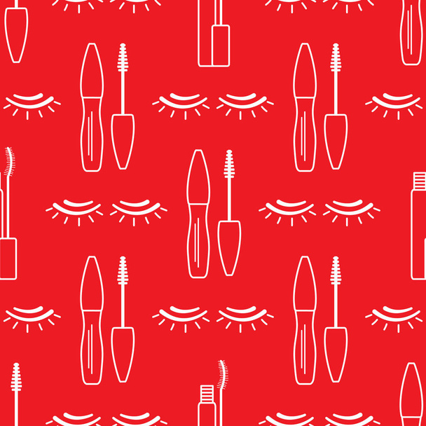 Vector seamless pattern with eyelashes. Makeup - Vettoriali, immagini