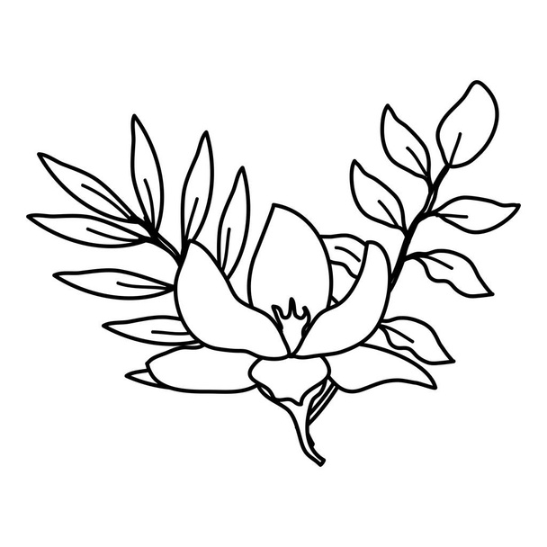 flower and leafs decorative icon - Vector, Imagen