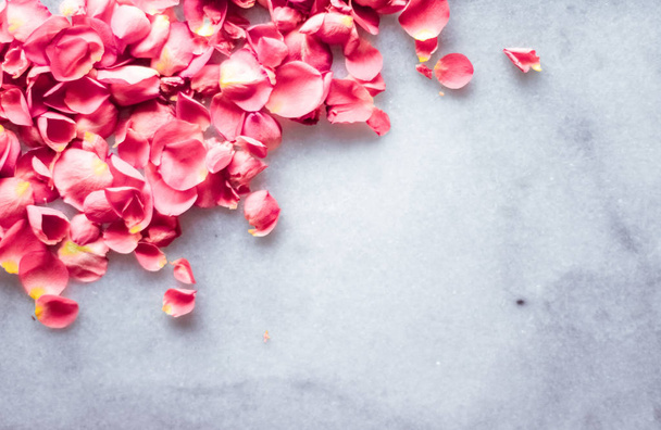 Petali di rosa su pietra di marmo, sfondo floreale
 - Foto, immagini