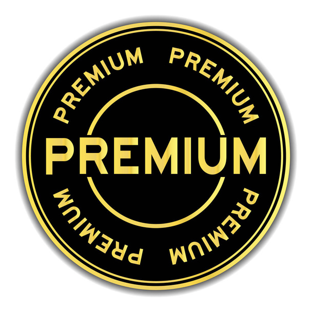 Černé a zlaté barevné slovo Premium kulaté těsnění na bílém pozadí - Vektor, obrázek