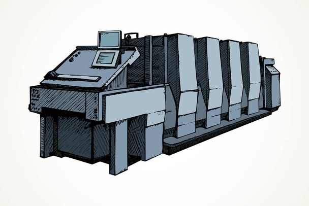 Nowoczesne maszyny drukarskiej. Szkic wektor - Wektor, obraz