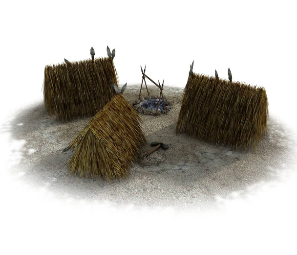 хатина, стародавнє житло, 3d візуалізація, ілюстрація
 - Фото, зображення