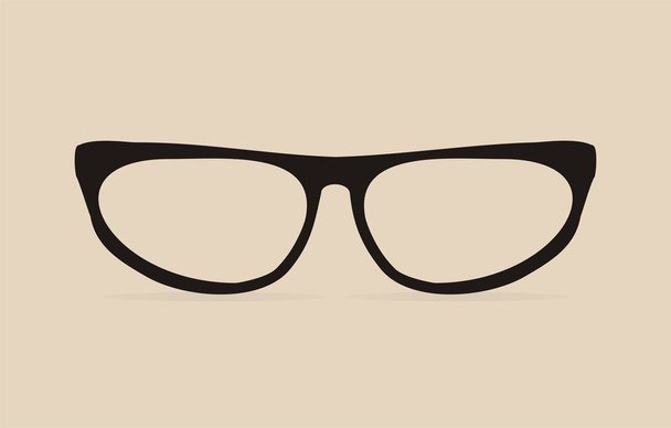 Векторні чорні окуляри з товстим тримачем - ретро ілюстрація гіпсокартону ізольовані на бежевому фоні
 - Вектор, зображення