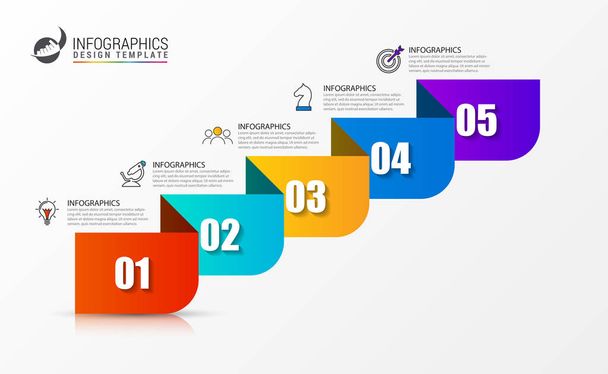 Infographic design template. Timeline concept with 5 steps - Вектор,изображение