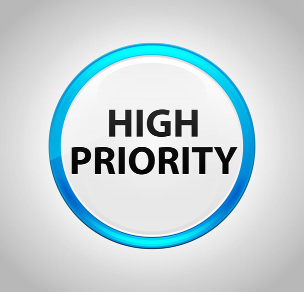 Στρογγυλό μπλε κουμπί ώθησης υψηλής προτεραιότητας - Φωτογραφία, εικόνα