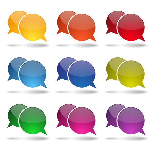 Colorful glossy round speech bubbles - Vektor, obrázek
