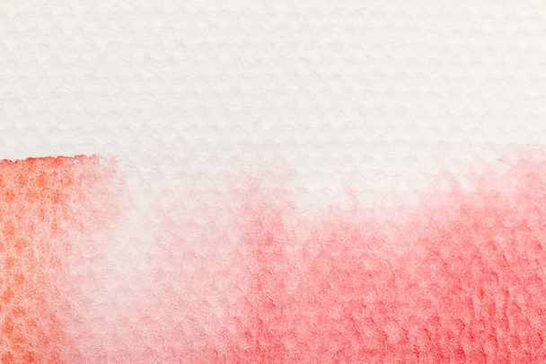close up view of red watercolor paint spill on white paper - Photo, Image