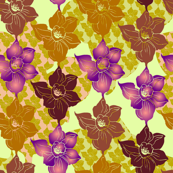 Floral seamless pattern with repeat forms silhouettes of - Vettoriali, immagini