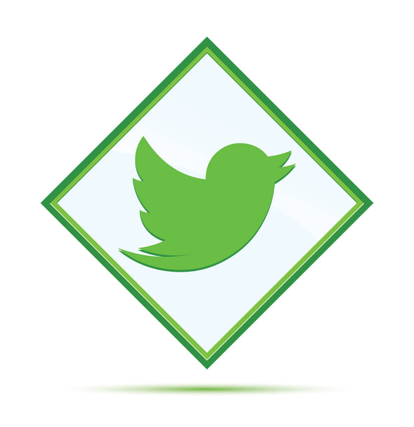Tweet lintu kuvake moderni abstrakti vihreä timantti painiketta
 - Valokuva, kuva