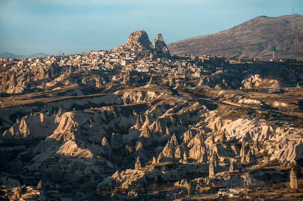 View of the unique landscape of Cappadocia Turkey - Fotó, kép
