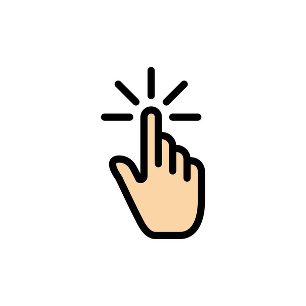 Klik, vinger, gebaar, gebaren, hand, tik plat kleur icoon. Ve - Vector, afbeelding