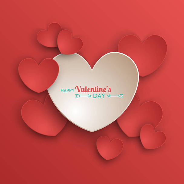Valentine's day background with realistic paper hearts. Vector i - Vecteur, image