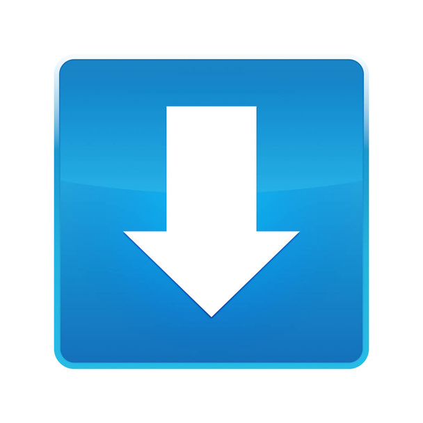 Download icon shiny blue square button - Photo, Image