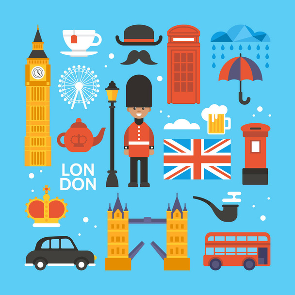 London, Nagy-Britannia lapos elemek webes grafikák és design. - Vektor, kép