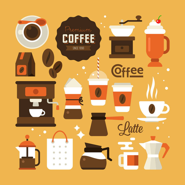 Coffee icons for web and graphic design - Vector, Image