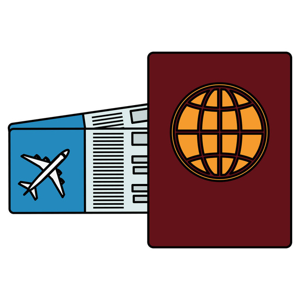 bilet uçuş ile pasaport belgesi - Vektör, Görsel