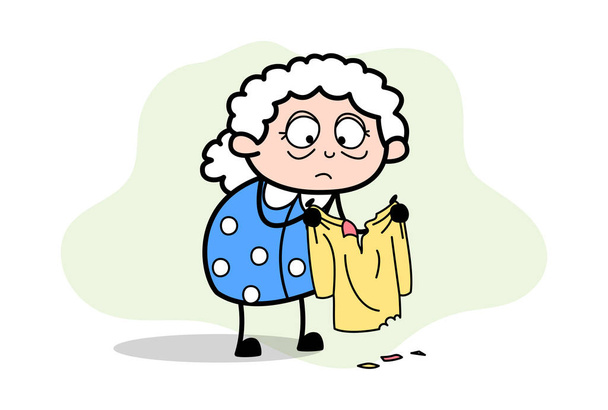 Takarítás Cloth-öregasszony Cartoon Granny Vector illusztráció - Vektor, kép