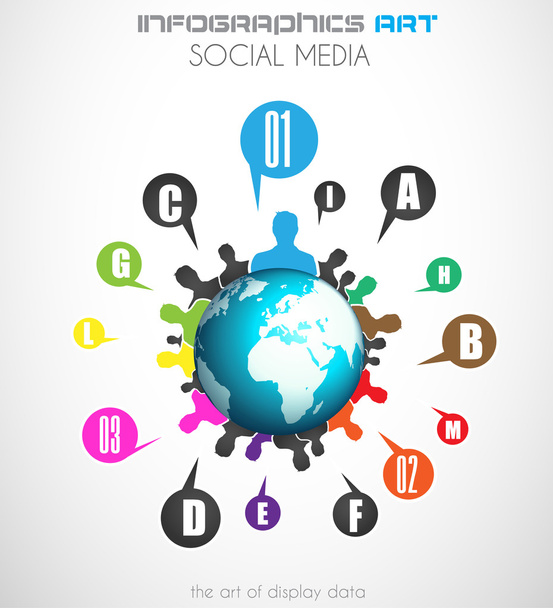 Worldwide communication and social media concept art - Vector, Image