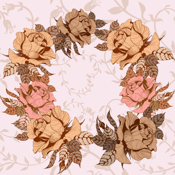 Seamless pattern.Vector. A branch of roses with leaves, flowers and buds. Use printed materials, signs, items, websites, maps.  - ベクター画像