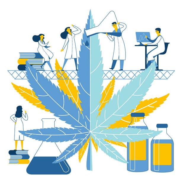 Illustrazione piatta vettoriale, grandi foglie di cannabis su sfondo bianco
 - Vettoriali, immagini