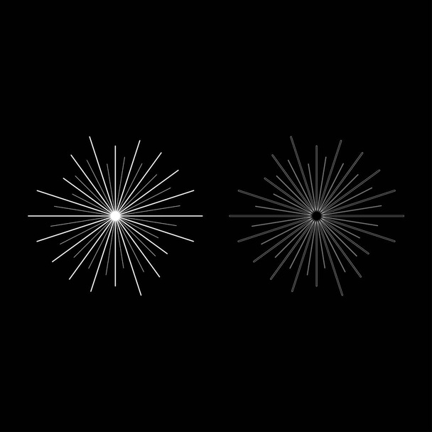 Raios solares Sunbeam conceito ícone esboço conjunto branco cor vetor ilustração plana estilo imagem
 - Vetor, Imagem