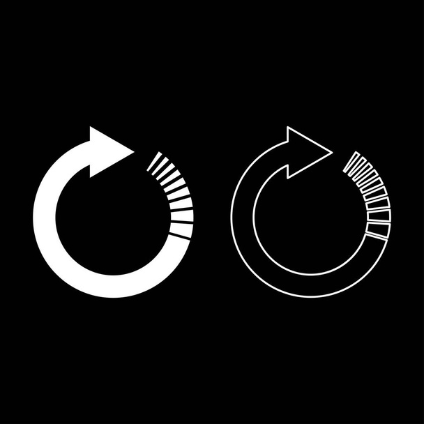 Seta do círculo com efeito de cauda Setas circulares Atualizar o conceito de atualização esboço do ícone conjunto vetor de cor branca ilustração imagem de estilo plano
 - Vetor, Imagem