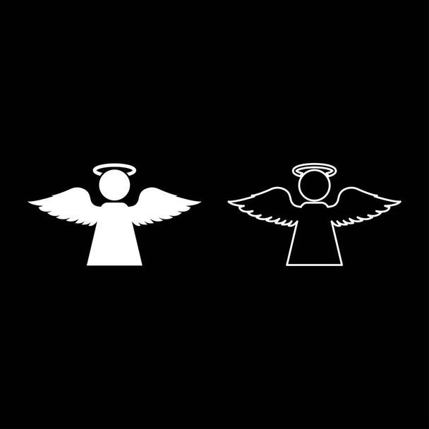 Ангел з Fly крило значок структури встановити білий колір векторний ілюстрація плоский стиль зображення - Вектор, зображення