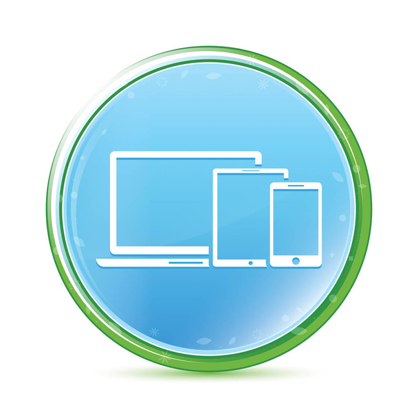 Icono de dispositivos inteligentes digitales botón redondo azul aqua cyan natural
 - Foto, Imagen